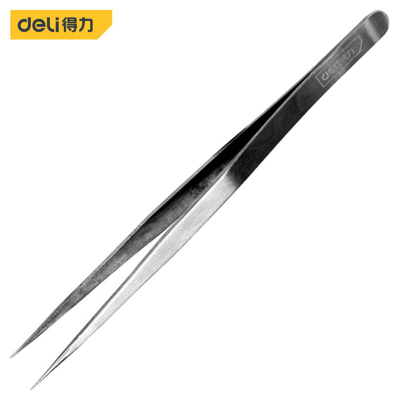 得力工具 DL396201 不锈钢镊子尖头