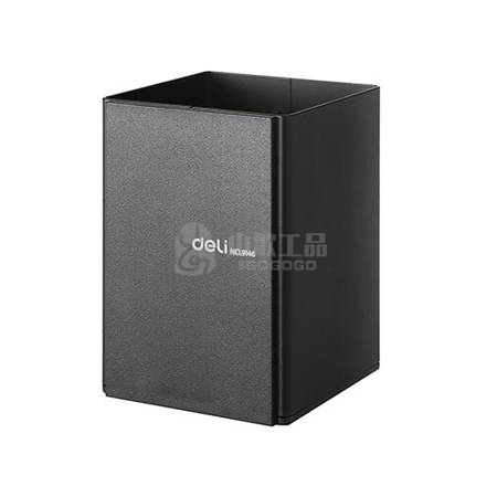 得力文具 9146 CEO笔筒 时尚金属办公商务笔插 方形黑色桌面笔筒笔座